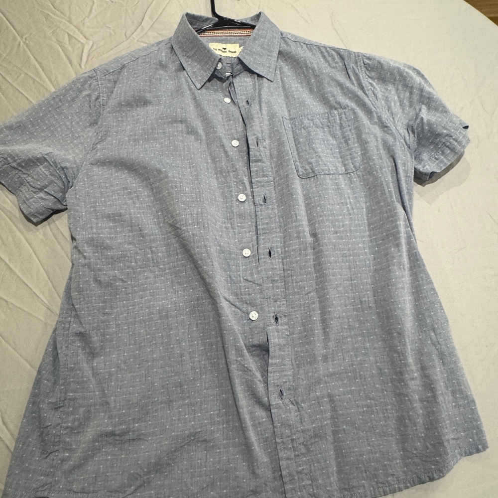The Normal Brand Short Sleeve button up | L | Blue Dobby